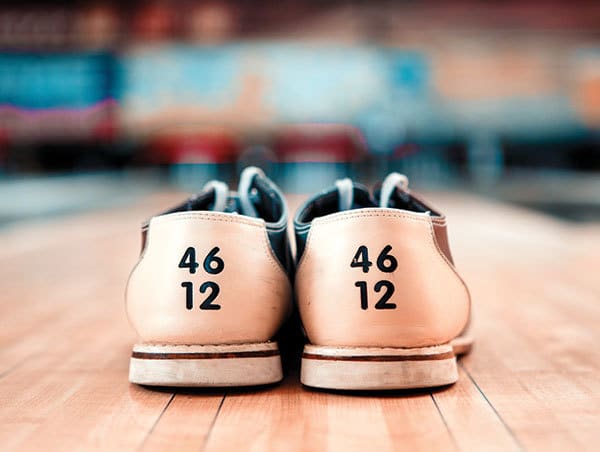bowling shoes on bowling lane